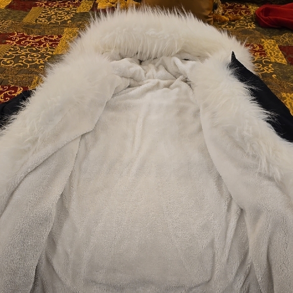 Black Winter Parka Jacket with Faux Fur Hood - Picture 2 of 4